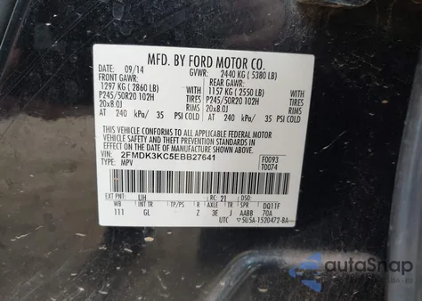 2014 Ford Edge Limited из США, поврежденный, VIN 2FMDK3KC5EBB27641